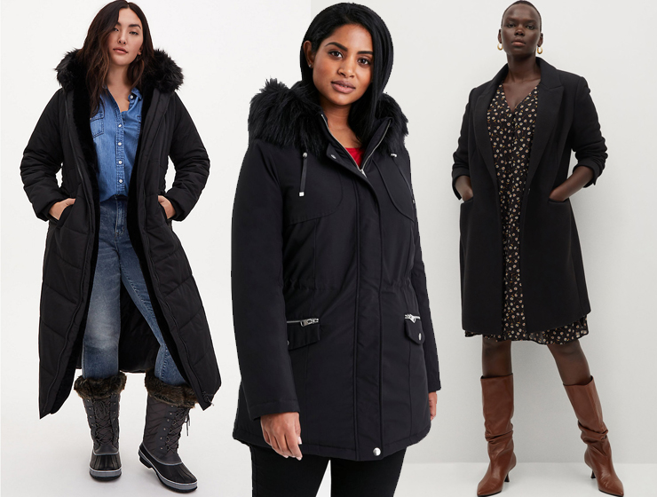 best plus size black coats